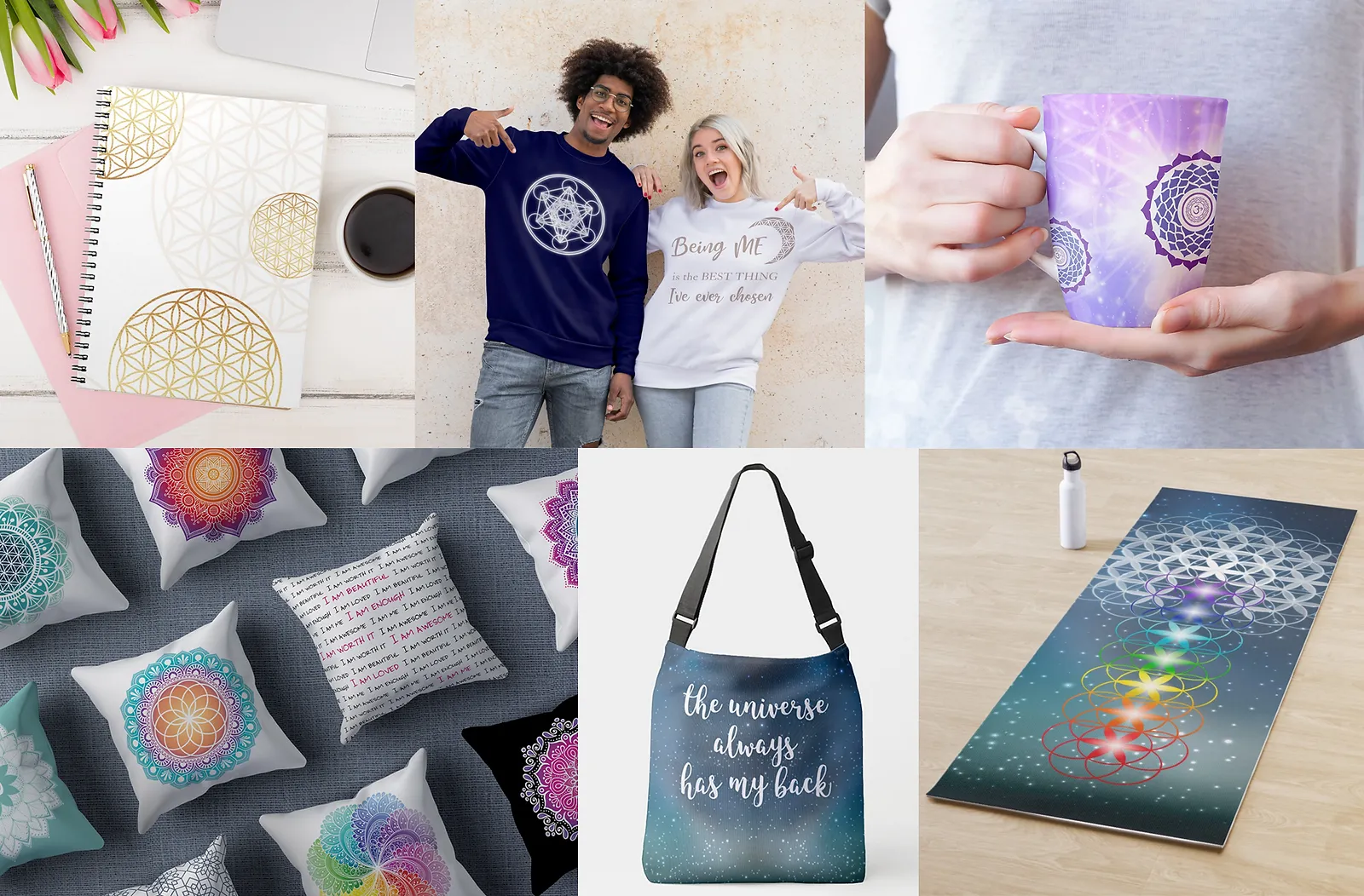 energetische produkte meditationskissen yogamatten blume des lebens tasse pullover online