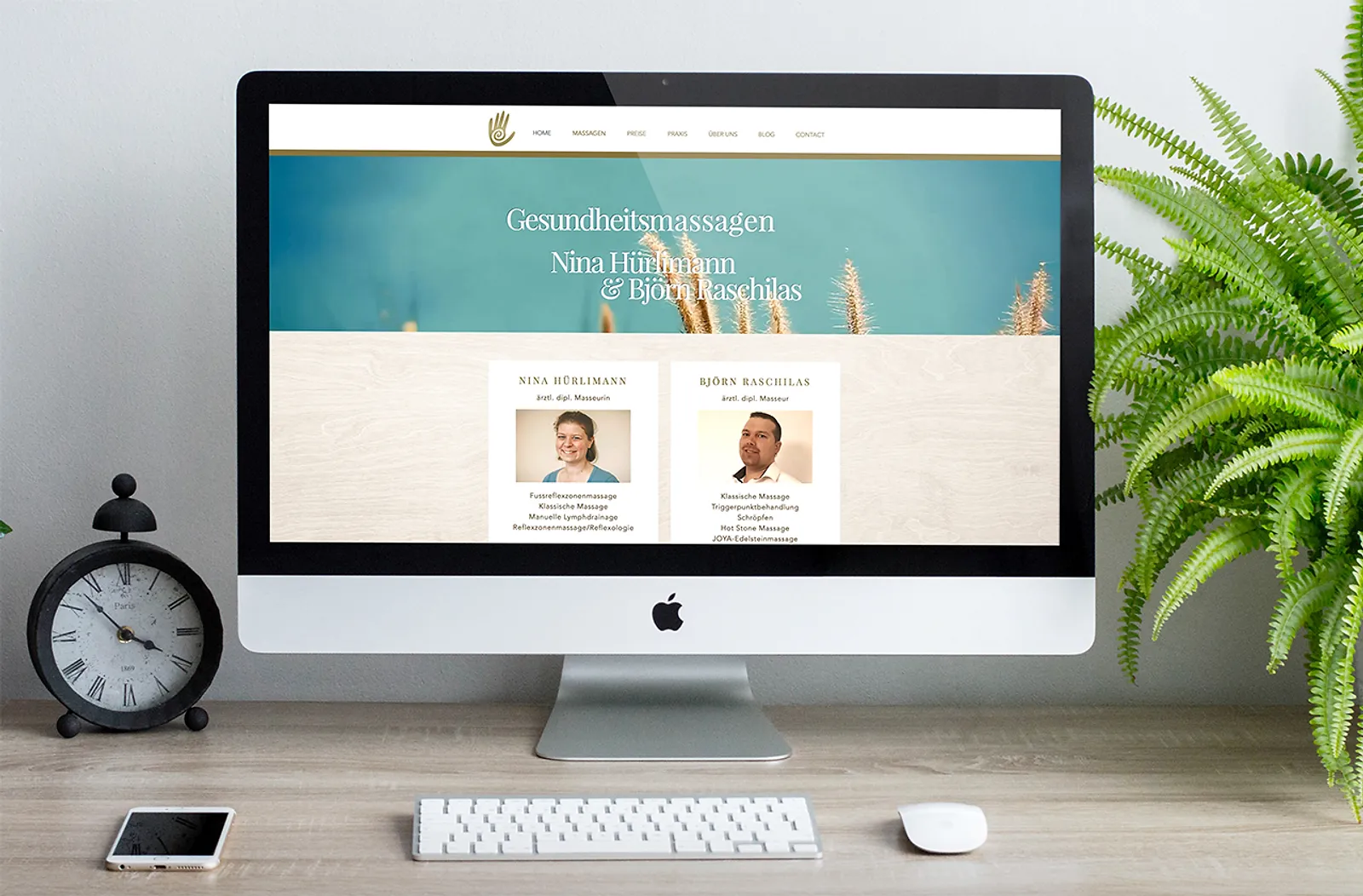 Gesundheitsmassagen bern webdesign liebe unkompliziert nina hülimann visitenkarte masseur massage